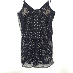 Dex Black Beaded Romper | Size L | Glam Party Festival Look